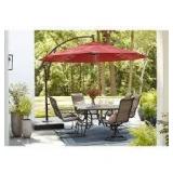 Hampton Bay 11 ft. Cantilever Solar LED Offset Outdoor Patio Umbrella in Chili Red  Customer Returns See Pictures
