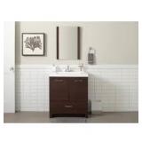Glacier Bay Stancliff 31 in. Single Sink Elm Ember Bath Vanity with White Cultured Marble Top (Assembled)  Customer Returns See Pictures