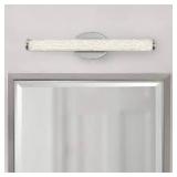 Home Decorators Collection Sibley 24 in. 1-Light Chrome LED Dimmable Bathroom Vanity Light Bar with Clear Glass and Clear Crystals, Bulb Included  Customer Returns See Pictures