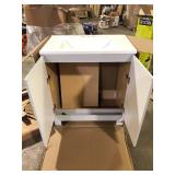 31 in. Single Sink Pearl Gray Bath Vanity with White Cultured Marble Top (Assembled)    Customer Returns See Pictures