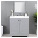 31 in. Single Sink Pearl Gray Bath Vanity with White Cultured Marble Top (Assembled)    Customer Returns See Pictures
