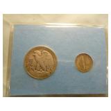 1946 Liberty Walking Half Dollar and 1943 Mercury Dime