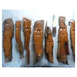 8 Hand Carved Wooden Gnomes