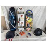 Skateboards and Helmets