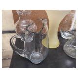 Three Beautiful Large Glass Vases and a Glass Pitcher