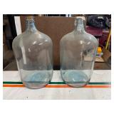 Matching Pair of Large Vintage Bottles (20" Tall by 10" diameter) Blue Tint
