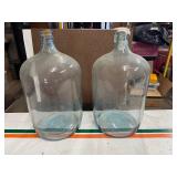 Matching Pair of Large Vintage Bottles (20" Tall by 10" diameter) Blue Tint