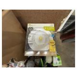 Box of Miscellaneous Items - Light Bulbs, Shims, Extension Cord, Bag of Rags and More