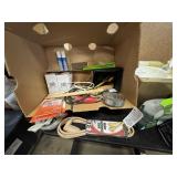 Box of Miscellaneous Items - Light Bulbs, Shims, Extension Cord, Bag of Rags and More