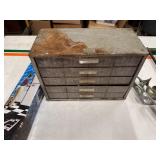 Four Vintage Bit Augers, Nut,Bolts, Screws Storage Container and Furniture Mover