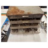 Four Vintage Bit Augers, Nut,Bolts, Screws Storage Container and Furniture Mover