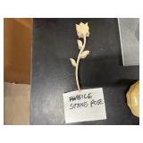 Unique and Vintage: Stone Rose, Mid 20th Century Alabaster Trinket Box, Rosanna French Embroidery Calligraphy, Kotobuki Cat Tea Bag Holder plus more