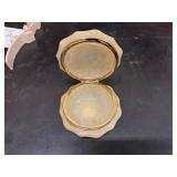 Unique and Vintage: Stone Rose, Mid 20th Century Alabaster Trinket Box, Rosanna French Embroidery Calligraphy, Kotobuki Cat Tea Bag Holder plus more