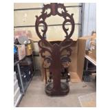 Vintage Wood Carved Coat Tree (25" x 16" x 76")