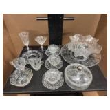 Antique Cambridge Glass Chantilly Lace Set with 16 pieces including Lid