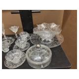 Antique Cambridge Glass Chantilly Lace Set with 16 pieces including Lid
