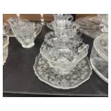 Antique Cambridge Glass Chantilly Lace Set with 16 pieces including Lid
