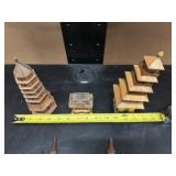 Vintage Small Asian Model Buildings, Pair of Vintage Thai Carved Wood Deity Head Wall Hangings