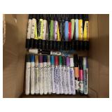 All Weather Paint Stick Livestock Markers, Prism Color, Decocolor Pain Pens, Painters Markers and Box of New and Used Pens and Markers