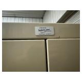 Two Door Metal Cabinet. 36" x 18" x 78". Five Shelves. In Very Good Condition.