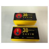 .38 Special Cavim Fabrica Ammunition.  Two Boxes. 50 Rounds per Box