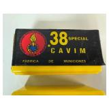 .38 Special Cavim Fabrica Ammunition.  Two Boxes. 50 Rounds per Box