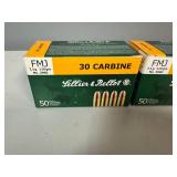 30 Carbine FMJ Lellier & Bellot Ammunition.  Two Boxes. 50 Rounds per Box