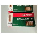 .45 Auto FMJ Lellier & Bellot. Two Boxes.  50 Rounds per Box.