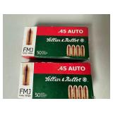 .45 Auto FMJ Lellier & Bellot. Two Boxes.  50 Rounds per Box.