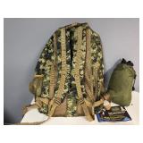 Gently Used Backpack 13" x 20" x 6" (expandable), Tree Hammock in Carrying Case, Contain Sent Control Head Cover