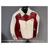 Red & White Leather Jacket. Hein Gerick - Women