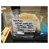 Two Boxes of Art Supplies - Paints, Colored Pencils, Calligraphy Pens and Ink, Painter