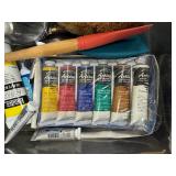 Two Boxes of Art Supplies - Paints, Colored Pencils, Calligraphy Pens and Ink, Painter