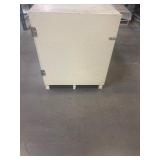 2 Large Wooden Storage Boxes with Locking Feature.  31"W x 41 3/4"D x 38 1/2"H and 31"W x 41 3/4"D x 37 1/2"H