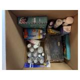 Large Lot of Personal Care, Decor, Books-Fifty Shades of Gray Book Set, Soap, Face Oil, Scented Room Sprays, Hand Sanitizer, Face Shields, New Leather Gloves, Glass Golf Bookends and More