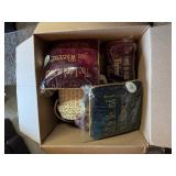 Large Lot of Personal Care, Decor, Books-Fifty Shades of Gray Book Set, Soap, Face Oil, Scented Room Sprays, Hand Sanitizer, Face Shields, New Leather Gloves, Glass Golf Bookends and More