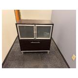 Storage Unit with Lockable Upper Section and Lower File Cabinet and Bookshelf
