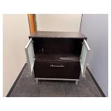 Storage Unit with Lockable Upper Section and Lower File Cabinet and Bookshelf