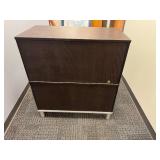 Storage Unit with Lockable Upper Section and Lower File Cabinet and Bookshelf
