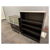 Storage Unit with Lockable Upper Section and Lower File Cabinet and Bookshelf