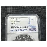 2020 1 Oz. Silver American Eagle NGC MS70 Perfect Graded Coin!!