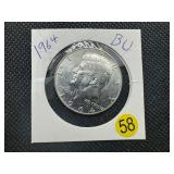 1964  90% Silver BU Kennedy Half Dollar --  Great Mint Luster!