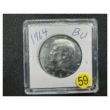 1964 90% Silver BU Kennedy Half Dollar --  Great Mint Luster!