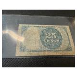 Rare 1874 Twenty Five Cent Fractional Currency in Good Condition