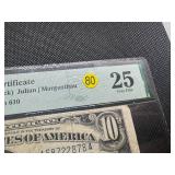$10 1934 Blue Seal Silver Certificate PMG Graded 25 in Very Fine Condition - High Quality Bill!!