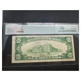 $10 1934 Blue Seal Silver Certificate PMG Graded 25 in Very Fine Condition - High Quality Bill!!