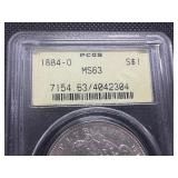 1884-O Morgan Silver Dollar PCGS MS63 Old Holder
