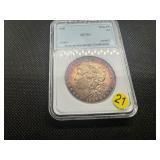 1886 Morgan Silver Dollar NMC MS65+ Great Purple Toning!!