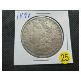 1891 Morgan Silver Dollar