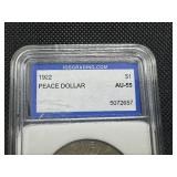 1922 Peace Silver Dollar IGS AU55